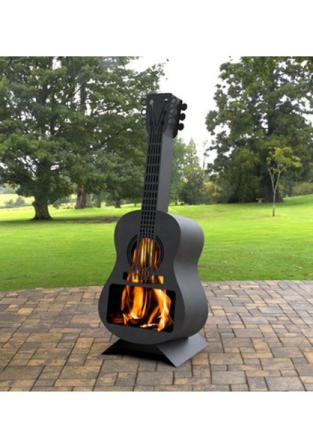 Metal Gitar Şömine Dekoratif Lazer Kesim