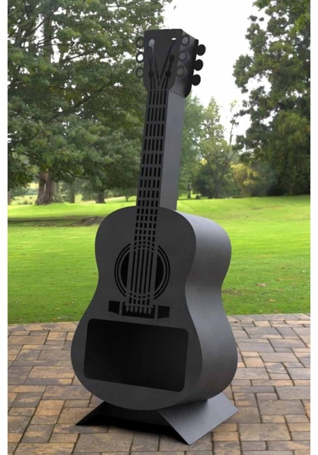 Metal Gitar Şömine Dekoratif Lazer Kesim