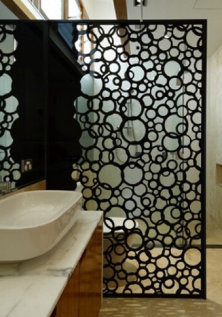 Metal Lazer Kesim Separatör Dekoratif Banyo Paravanı