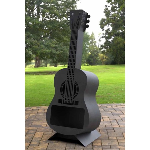 Metal Gitar Şömine Dekoratif Lazer Kesim