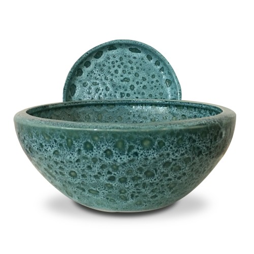 Seramik Drenaj Delikli Tabaklı Özel Tasarım Çift Renk Bonsai Saksısı 24.5 Cm