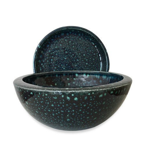 Seramik Drenaj Delikli Tabaklı Tasarım Özel Renk Bonsai Saksısı 24.5 Cm